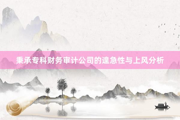 秉承专科财务审计公司的遑急性与上风分析