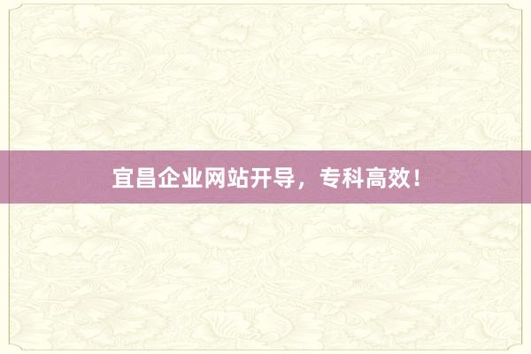 宜昌企业网站开导，专科高效！